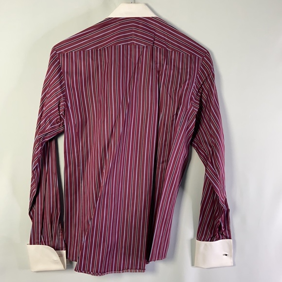 Thomas Pink Stripe Slim Fit French Cuff Shirt 15 - Picture 4 of 4